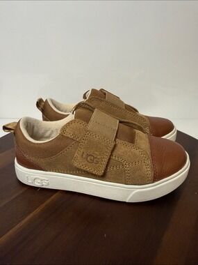UGG Toddler Sneakers Size 11 Brown Suede Leather Hook & Loop Shoes